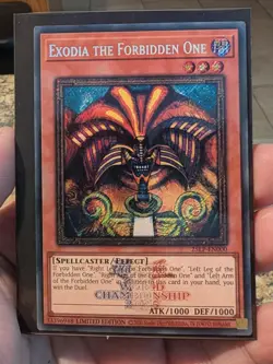 Yugioh! Exodia the Forbidden One EMBLAZONED SECRET 25LP-EN000 WORLD CHAMPIONSHIP - Image 1