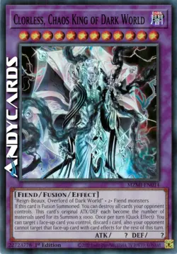 CLORLESS, CHAOS KING OF DARK WORLD • Super R • MZMI EN014 • 1Ed • Yugioh! - Image 1