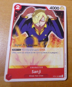 ONE PIECE ENGLISH CARD SUPER PRE-RELEASE GAME CARTE SANJI ST01-004 ST EN MINT - Image 1