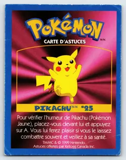 Pikachu Game Tip Card 1999 Kellogg's Canada Cereal Pokemon Exclusive Promo - Hp - Image 2