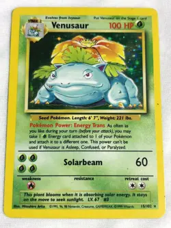 1999 VENUSAUR Holo Rare Pokemon Card TCG Base Set 15/102 WOTC Holographic! - Image 1