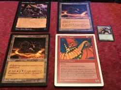 Oversized 6X9 Mtg Card Lot - Guardian Beast, Shivan Dragon, Karplusan Forest x2 - Image 1