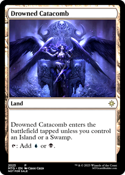 DROWNED CATACOMB : MTG altered-art magic card : with Exotic Dark Angel! - Image 1