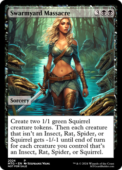 SWARMYARD MASSACRE : MTG altered-art magic card : with Sultry, Blonde Beauty! - Image 1