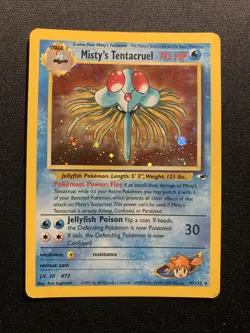Misty’s Tentacruel 10/132 MP -Vintage Holo Pokemon Card- Gym Heroes *SWIRL* (2a) - Image 2