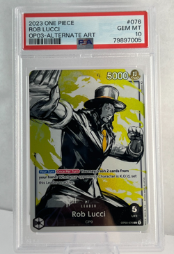 ROB LUCCI 076 One Piece Card 2023 OP03 Alternate Art PSA 10 English - Image 1