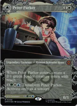 Peter Parker (0208) (Borderless) M Marvel's Spider-Man 208 NM Foil MTG - Image 1