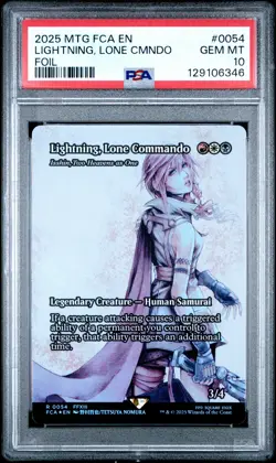 2025 MTG FINAL FANTASY: THROUGH THE AGES FOIL LIGHTNING, LONE COMMANDO PSA 10 - Image 1