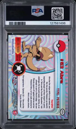 2000 TOPPS CHROME POKEMON T.V. #63 ABRA PSA 10 - Image 2