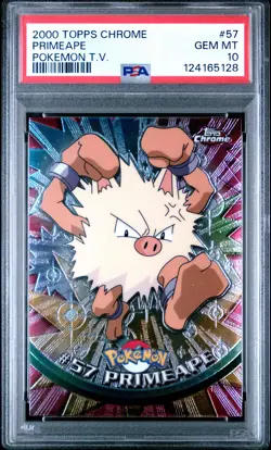 2000 TOPPS CHROME POKEMON T.V. #57 PRIMEAPE PSA 10 - Image 1