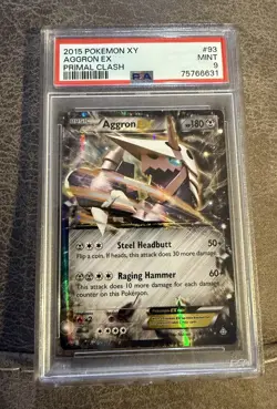 Psa 9 Aggron Ex Primal Clash Pokemon XY POP 61 Graded Card Mint - Image 1