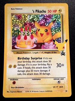 _____'s Birthday Pikachu Promo 24 Celebrations Pokemon Card Holo Rare Near Mint - Image 1