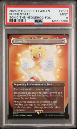 2025 MTG SECRET LAIR DROP SONIC: FRIENDS & FOES-FOIL #2081 SUPER STATE PSA 9 - Image 1