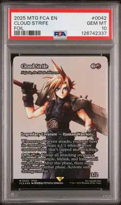 2025 MTG FINAL FANTASY: THROUGH THE AGES FOIL #0042 CLOUD STRIFE PSA 10 - Image 1