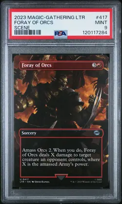 2023 MTG THE LORD OF THE RINGS: TALES OF MIDDLE-EARTH SCENE FORAY OF ORCS PSA 9 - Image 1