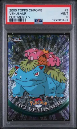 2000 TOPPS CHROME POKEMON T.V. #3 VENUSAUR PSA 9 - Image 1