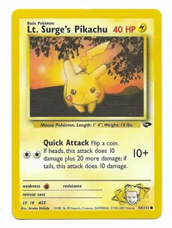 Lt. Surge's Pikachu 84/132 Pokemon Card Gym Challenge - LP - Image 1