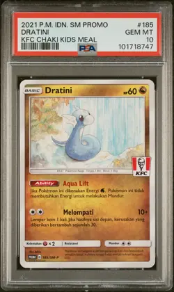 2021 POKEMON INDONESIAN SM PROMO KFC CHAKI KIDS MEAL #185 DRATINI PSA 10 - Image 1