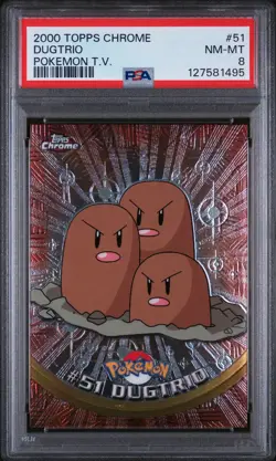 2000 TOPPS CHROME POKEMON T.V. #51 DUGTRIO PSA 8 - Image 1