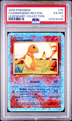 PSA 6 2002 Pokemon Legendary Collection Charmander 70/110 Reverse Holo Foil Rare - Image 1