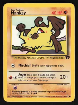 Pokemon Team Rocket #61/82 Mankey Card TCCCX - Image 1