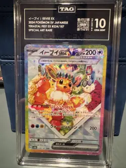 TAG Gem Mint 10 Eevee ex #224/187 Pokemon Japanese Terastal Festival SAR - Image 1