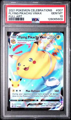 2021 POKEMON CELEBRATIONS #007 FULL ART/FLYING PIKACHU VMAX PSA 10 - Image 1