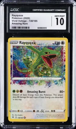 2020 POKEMON VIVID VOLTAGE AMAZING RARE #138 RAYQUAZA CGC 10 GEM MINT - Image 1