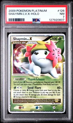 2009 POKEMON PLATINUM #126 SHAYMIN LV.X-HOLO PSA 7 - Image 1