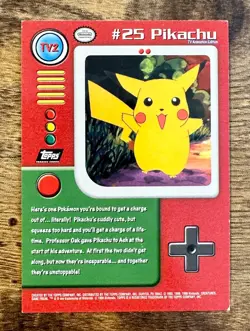 Pikachu #25 1999 Topps TV2 Black Logo Pokemon Card Vintage Sandpaper Holo - Lp - Image 3