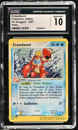 CGC 10 GEM MINT Crawdaunt 2003 EX Dragon 3/97 Holo Rare Pokemon Card - Image 1
