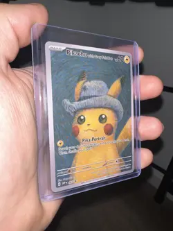 Pokemon Pikachu Grey Felt Hat Van Gogh Beautiful Moon ACG Star Custom Card - NM - Image 1