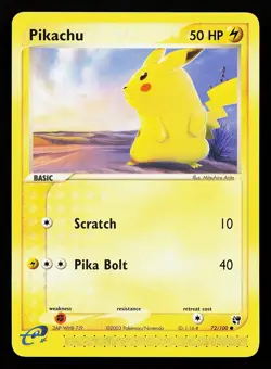 Pikachu 72/100 Common EX Sandstorm Pokemon Card - Image 1