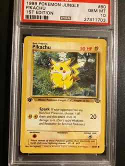 PSA 10 Jungle Pikachu 1st edition Gem Mint Rare Vintage Pokemon Card - Image 1
