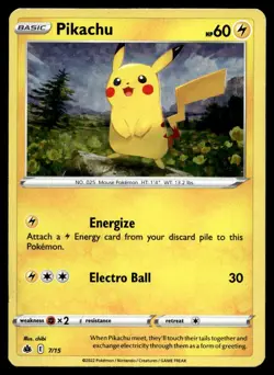 Pikachu 7/15 Pokemon Card McDonald's 2022 Promo Holo 60 HP Lightly Played W20 - Image 1