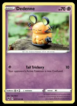 Dedenne 77/185 Pokemon Card Vivid Voltage Common 70 HP Lightly Played GD - Image 1