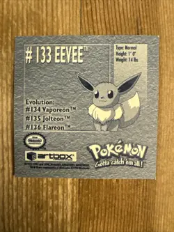 Eevee 133 - 1999 Pokemon Artbox Sticker - Series 1 - Vintage - Image 2