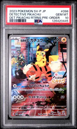 2023 POKEMON JPN SV-P PROMO #098 DETECTIVE PIKACHU PSA 10 - Image 1