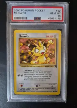 Pokemon Meowth Rocket Set 2000 #62 PSA 10 - Image 1