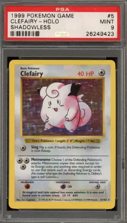Pokemon Clefairy Base Set Shadowless Holo Rare #5 PSA 9 Mint - Image 1
