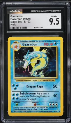1999 Pokemon Base Set Holo #6 Gyarados CGC 9.5 MINT+ - Image 1