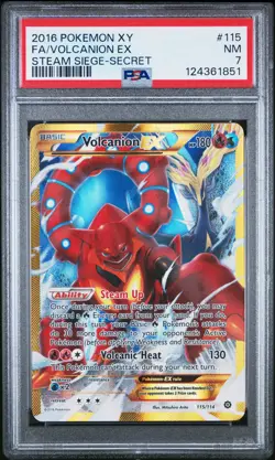 2016 POKEMON XY STEAM SIEGE SECRET #115 FULL ART/VOLCANION EX PSA 7 - Image 1
