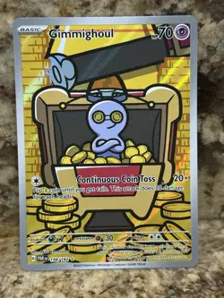 2023 Pokemon SV Paradox Rift Gimmighoul 198 /182 Full Art Rare Illustration Holo - Image 1