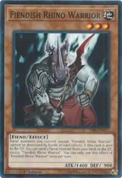 Yugioh! LP Fiendish Rhino Warrior - SR06-EN017 - Common - 1st Edition Lightly Pl - Image 1