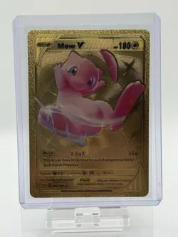 Mew V Gold Foil Pokemon Card Fan Art Display Card HP180 - Image 1