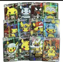 POKEMON 55Pcs Pikachu Pika Vcos Card Cosplay Holo Flashing Cards NON TCG - Image 5