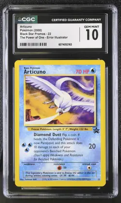 CGC 10 GEM MINT Articuno 2000 Black Star Promos 22 The Power of One Pokemon Card - Image 1