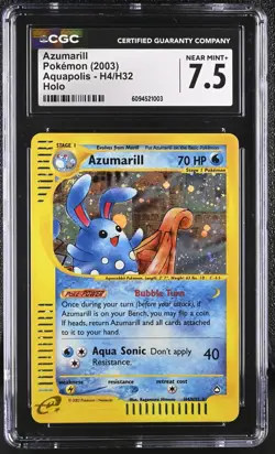 CGC 7.5 Ex Azumarill 2003 Aquapolis H4/H32 Holo Pokemon Card - Image 1