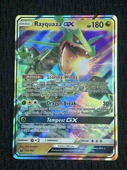 Pokemon TCG Rayquaza GX Holo Ultra Rare Card Celestial Storm 109/168 - Image 1