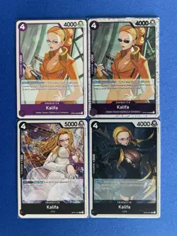Kalifa One Piece TCG 4-card lot PRB-01 Uncommon+OP03 Rare/Uncommon+more - PWE - Image 1